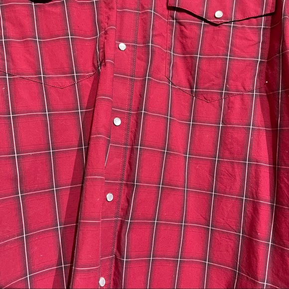 Wrangler Red Plaid Pearl Snap Button Front Shirt Men Size XXL - Picture 2 of 4